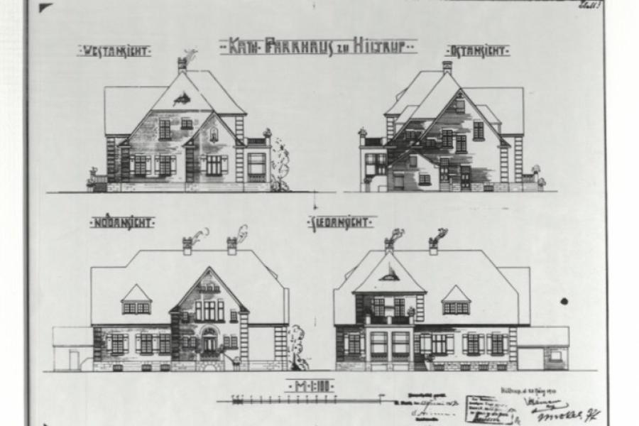 Bauzeichnung des Pfarrhauses (März 1913).